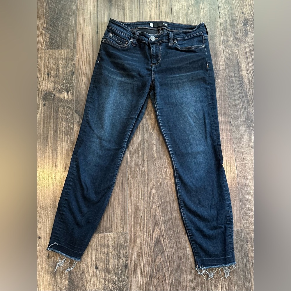 GUC Women's Kut From The Kloth Jeans, Connie Ankle Skinny, Dark Raw Hem Size: 8